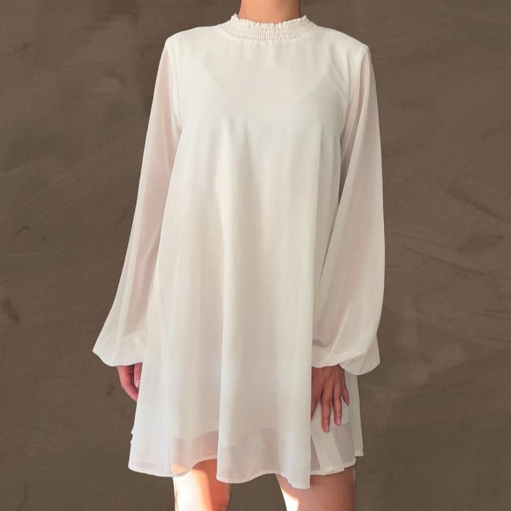 Show Me Your Mumu white mini dress long sleeves sheer size M
